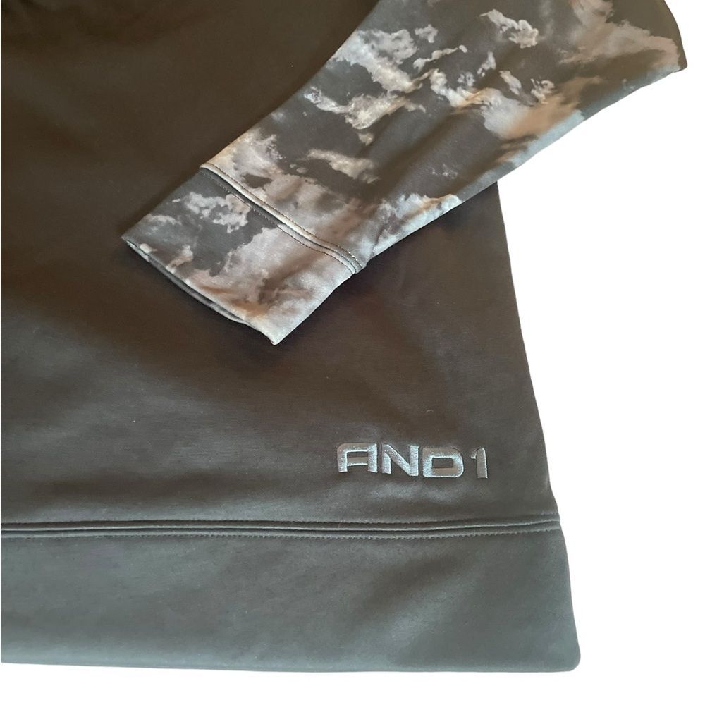 AND1 Hoodie Black and Grey Tie Dye Pullover Hoodie Raised Logo Mens Large - Picture 6 of 11